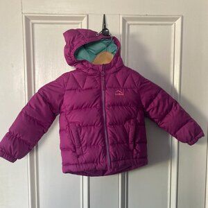 3T Pink LL Bean Hooded Toddler Down Jacket
